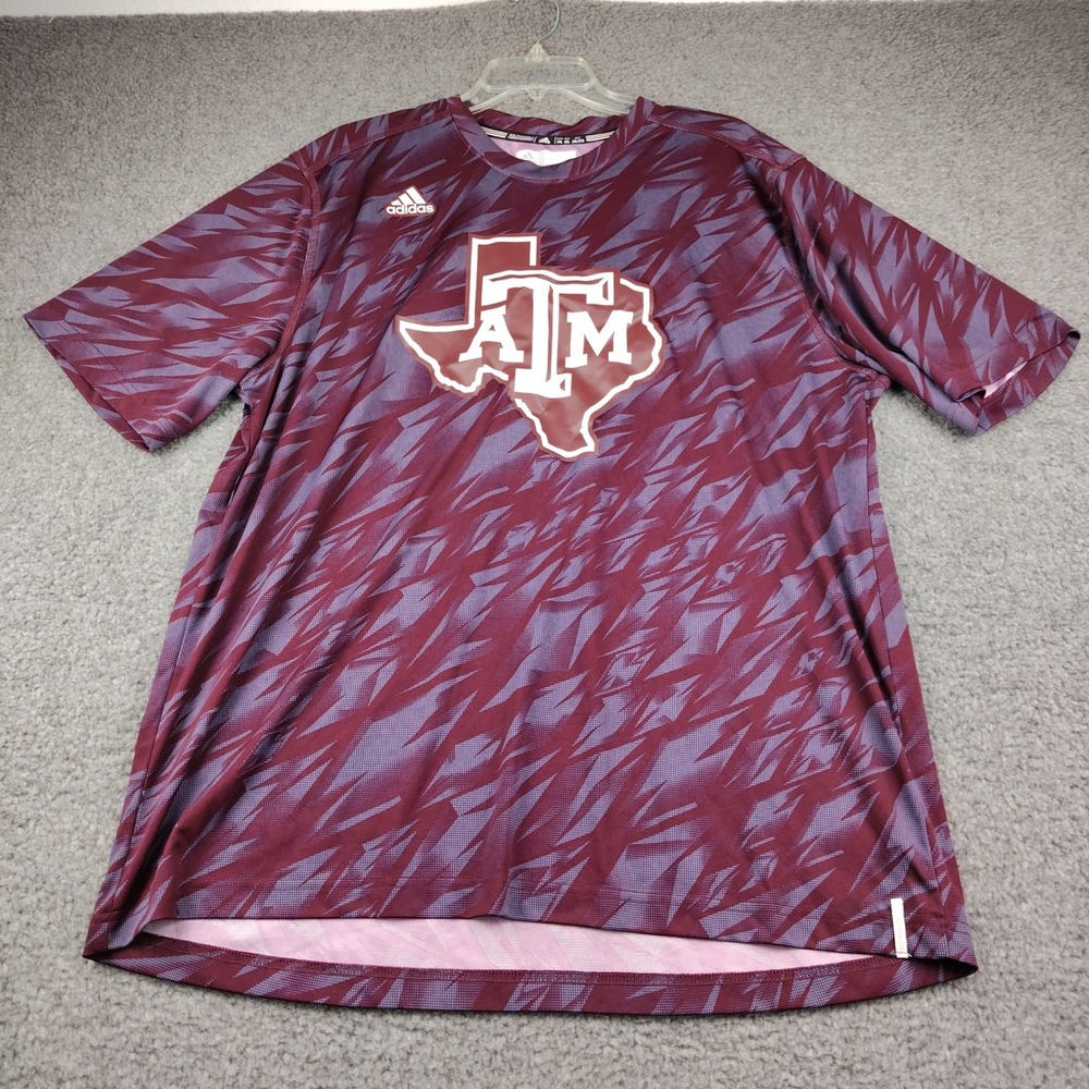 Texas A&M Adidas Shirt Mens 2XL Maroon NCAA Football Climalite EUC